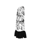 'Bayahibe Rose' Drawstring Halter Maxi Dress in B&W